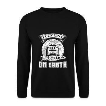Historien historien le plus chanceux sur Terre - Sweat-shirt Unisexe - noir - Devant - Alina (178cm) & Michal (187cm)