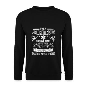 Paramedic Paramedic Never Wrong - Unisex Pullover - Schwarz - Vorne - Alina (178cm) & Michal (187cm)