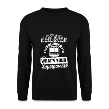 Ingénieur ferroviaire Ingénieur ferroviaire Superpower - Sweat-shirt Unisexe - noir - Devant - Alina (178cm) & Michal (187cm)