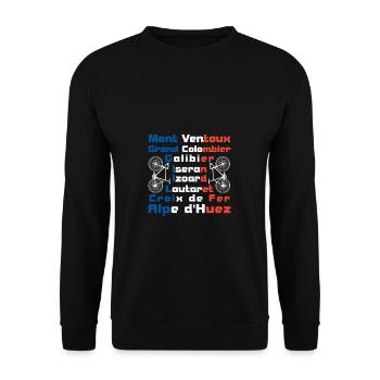 Anstiege Frankreich Alpen Fahrrad - Unisex Pullover - Schwarz - Vorne - Alina (178cm) & Michal (187cm)