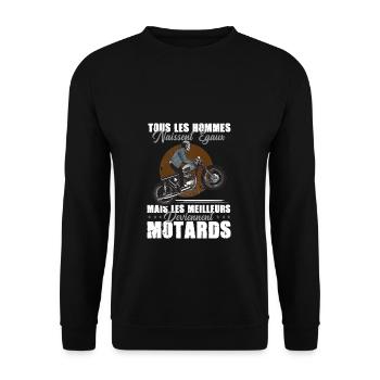 Moto Motard Tous Les Hommes Naissent Ègaux Biker - Unisex Pullover - Schwarz - Vorne - Alina (178cm) & Michal (187cm)