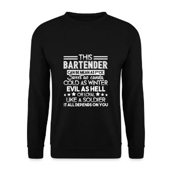 Bartender Bartender ist süß wie Süßigkeiten - Unisex Pullover - Schwarz - Vorne - Alina (178cm) & Michal (187cm)