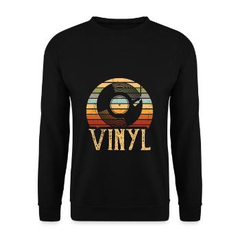 Vintage Vinyl Record Record Record Player Gift - Unisex Sweatshirt - black - Front - Alina (178cm) & Michal (187cm)
