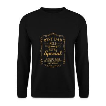 Best Dad No.1 Papa Vater Vatertag Geschenk - Unisex Pullover - Schwarz - Vorne - Alina (178cm) & Michal (187cm)