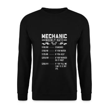 Mechanic Hourly Rate Mechanic Gift Workshop - Unisex Sweatshirt - black - Front - Alina (178cm) & Michal (187cm)