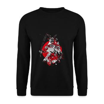 Retro Samurai Krieger Japanischer Samurai Ronin - Unisex Pullover - Schwarz - Vorne - Alina (178cm) & Michal (187cm)
