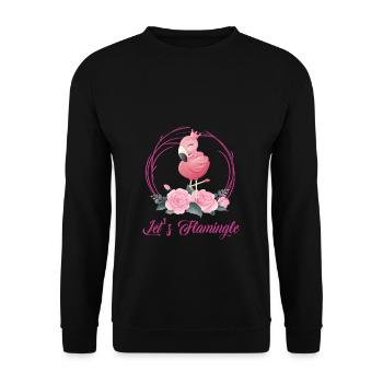 Let's Flamingle Lustiger Flamingo Frauen / Damen - Unisex Pullover - Schwarz - Vorne - Alina (178cm) & Michal (187cm)