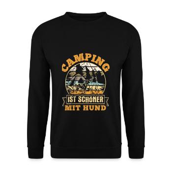 Camping Hund Wohnmobil Hund Camper Geschenk Hundeb - Unisex Pullover - Schwarz - Vorne - Alina (178cm) & Michal (187cm)