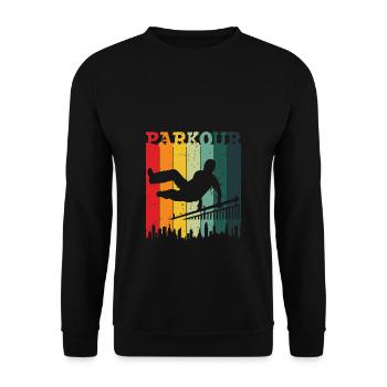 Parkour Freerunning Retro Gift Parkour Runner - Unisex Sweatshirt - black - Front - Alina (178cm) & Michal (187cm)