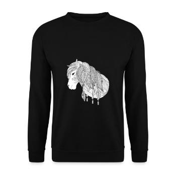 Pferd zum Ausmalen & Bemalen Kinder Geschenk - Unisex Pullover - Schwarz - Vorne - Alina (178cm) & Michal (187cm)