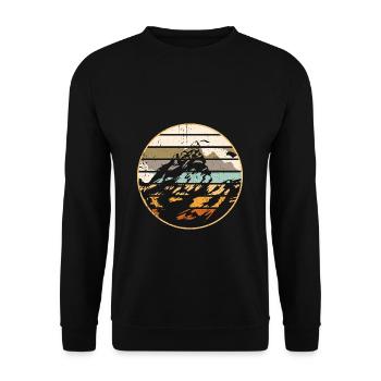 Vintage Mountains Hiking Mountaineering Mountain Lovers Ge - Unisex Sweatshirt - black - Front - Alina (178cm) & Michal (187cm)