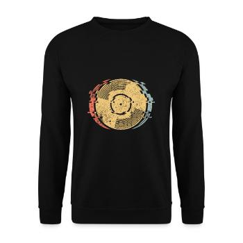 Vinyl Schallplatte Retro Vintage DJ - Unisex Pullover - Schwarz - Vorne - Alina (178cm) & Michal (187cm)