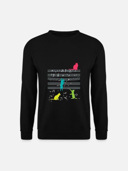 Katzen Musiknoten & Notenschlüssel Musiker - Unisex Pullover - Schwarz