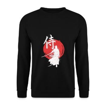 Ronin Samurai Krieger - Unisex Pullover - Schwarz - Vorne - Alina (178cm) & Michal (187cm)