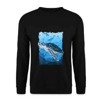 Schildkröte Taucher Meer Schildkröten Design - Unisex Pullover - Schwarz - Vorne - Alina (178cm) & Michal (187cm)