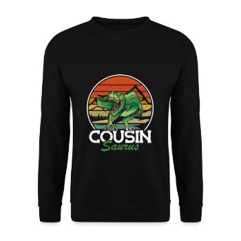 Cousin-Saurus T Rex Dinosaurier Cousin Saurus Jung - Unisex Pullover - Schwarz - Vorne - Alina (178cm) & Michal (187cm)