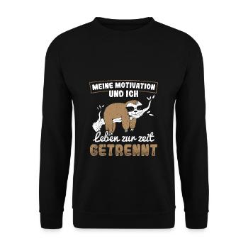 Faultier - Meine Motivation und ich leben zurzeit - Unisex Pullover - Schwarz - Vorne - Alina (178cm) & Michal (187cm)