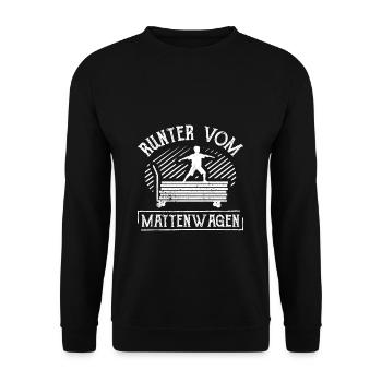 Runter vom Mattenwagen Sport Lehrer - Unisex Pullover - Schwarz - Vorne - Alina (178cm) & Michal (187cm)