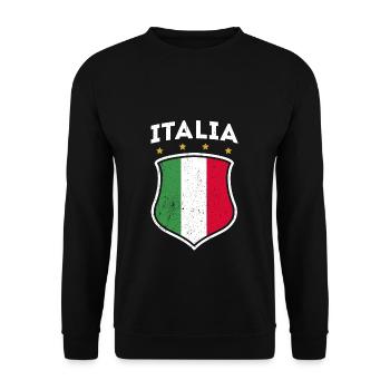 ITALIA Italienische Flagge Fußball Italien Fan - Unisex Pullover - Schwarz - Vorne - Alina (178cm) & Michal (187cm)