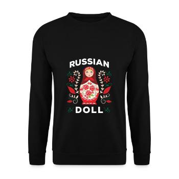 Matrjoschka Russland Puppe Russische Matroschka - Unisex Pullover - Schwarz - Vorne - Alina (178cm) & Michal (187cm)