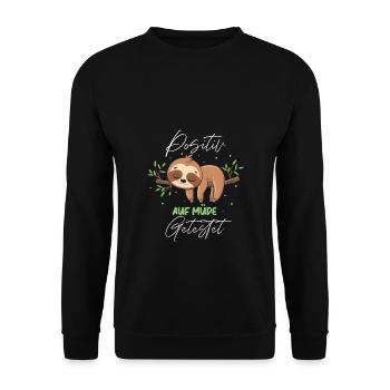 Faultier - Auf Positiv Müde Getestet Geschenk - Unisex Pullover - Schwarz - Vorne - Alina (178cm) & Michal (187cm)