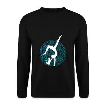 Women's Yoga Outfit with Cat Yoga Pilates Qi Gong - Unisex Sweatshirt - black - Front - Alina (178cm) & Michal (187cm)