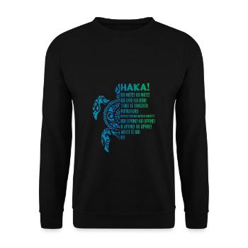 Neuseeland Haka Ka Mate Lied Schildkröte Rugby - Unisex Pullover - Schwarz - Vorne - Alina (178cm) & Michal (187cm)