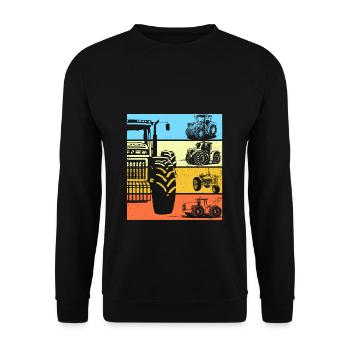 Traktor Retro Traktor Vintage Traktor Geschenk - Unisex Pullover - Schwarz - Vorne - Alina (178cm) & Michal (187cm)