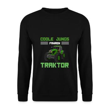Trecker Kinder Jungen Coole Jungs fahren Traktor - - Unisex Pullover - Schwarz - Vorne - Alina (178cm) & Michal (187cm)