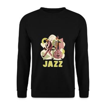 Jazz Musiker Geschenk Sax / Saxophon Kontrabass - Unisex Pullover - Schwarz - Vorne - Alina (178cm) & Michal (187cm)