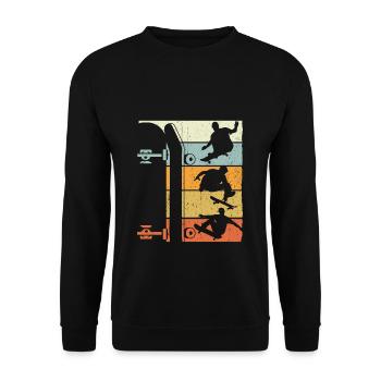 Vintage Skate Retro Skateboarding Skater Stunt Jun - Unisex Pullover - Schwarz - Vorne - Alina (178cm) & Michal (187cm)