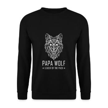 Papa Wolf Rudelführer Vatertag Wolfs Geometrie Dad - Unisex Pullover - Schwarz - Vorne - Alina (178cm) & Michal (187cm)