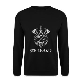 Schildmaid Kriegerin Lagertha Vikinger Wikinger Ge - Unisex Pullover - Schwarz - Vorne - Alina (178cm) & Michal (187cm)