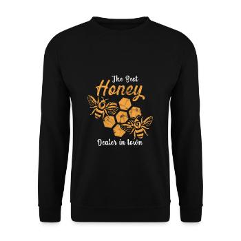 Best Honey Dealer in Town Bienen Design Imker Gesc - Unisex Pullover - Schwarz - Vorne - Alina (178cm) & Michal (187cm)