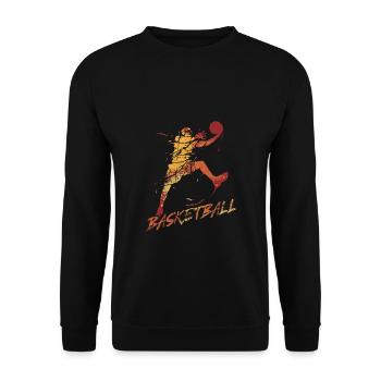 Basketball Vintage Basketball Geschenkidee Slam Du - Unisex Pullover - Schwarz - Vorne - Alina (178cm) & Michal (187cm)