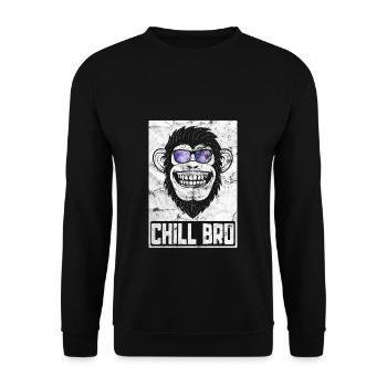Chill Bro - Cooler Affe mit Sonnebrille Geschenkid - Unisex Pullover - Schwarz - Vorne - Alina (178cm) & Michal (187cm)