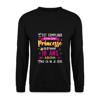 Femme 18e Anniversaire Fête Fille Cadeau Drôle 18 - Unisex Pullover - Schwarz - Vorne - Alina (178cm) & Michal (187cm)