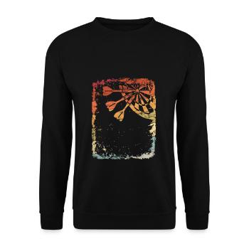 Dart Retro Dartpfeil Vintage Bullseye Dartspieler - Unisex Pullover - Schwarz - Vorne - Alina (178cm) & Michal (187cm)