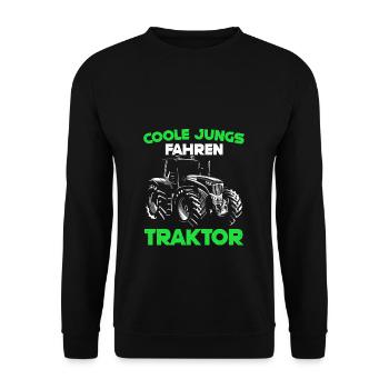 Trecker Kinder Jungen Coole Jungs fahren Traktor - - Unisex Pullover - Schwarz - Vorne - Alina (178cm) & Michal (187cm)