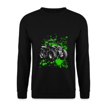 Traktor Shirt Retro Traktor T-Shirt Vintage Bauer - Unisex Pullover - Schwarz - Vorne - Alina (178cm) & Michal (187cm)