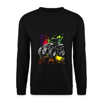 Traktor Retro Traktor Vintage Bauer Landwirt Trakt - Unisex Pullover - Schwarz - Vorne - Alina (178cm) & Michal (187cm)
