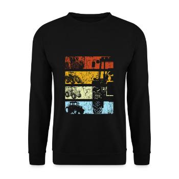Traktor Retro Traktor Vintage Bauer Landwirt Trakt - Unisex Pullover - Schwarz - Vorne - Alina (178cm) & Michal (187cm)