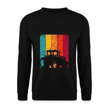 Traktor Retro Traktor Vintage Bauer Landwirt Trakt - Unisex Pullover - Schwarz - Vorne - Alina (178cm) & Michal (187cm)