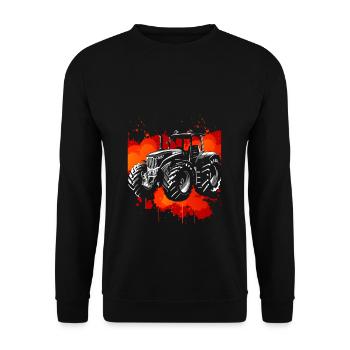 Traktor Retro Traktor Vintage Bauer Landwirt Trakt - Unisex Pullover - Schwarz - Vorne - Alina (178cm) & Michal (187cm)