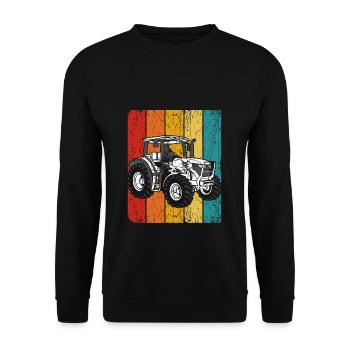 Traktor Retro Traktor Vintage Bauer Landwirt Trakt - Unisex Pullover - Schwarz - Vorne - Alina (178cm) & Michal (187cm)