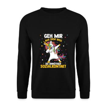 Geh mir aus dem Weg du unnötiger Sozialkontakt Ein - Unisex Pullover - Schwarz - Vorne - Alina (178cm) & Michal (187cm)