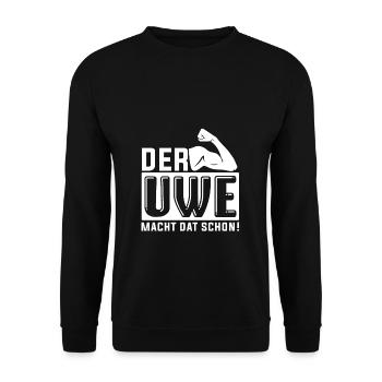 Der Uwe macht das schon - Unisex Pullover - Schwarz - Vorne - Alina (178cm) & Michal (187cm)