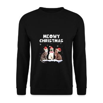 Chats Cadeau de Noël Chatons - Sweat-shirt Unisexe - noir - Devant - Alina (178cm) & Michal (187cm)