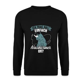 Nashorn Nashörner - Ich mag halt einfach Nashörner - Unisex Pullover - Schwarz - Vorne - Alina (178cm) & Michal (187cm)