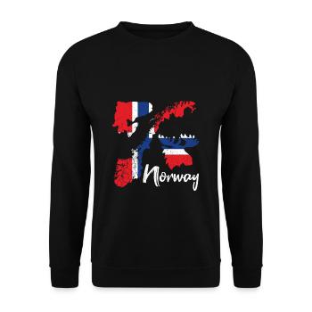 Norwegen Urlaub Norwegen Landkarte Angeln Norwegen - Unisex Pullover - Schwarz - Vorne - Alina (178cm) & Michal (187cm)